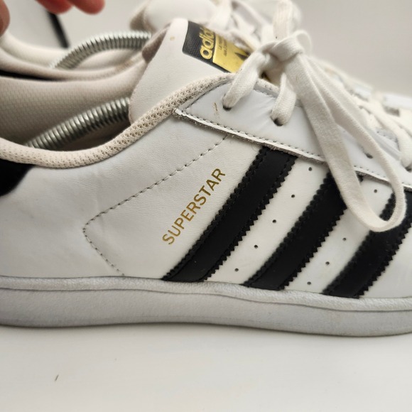 Adidas Superstar Men\'s White Black Leather Low Top Shell Toe Sneakers Size‎ 12.5